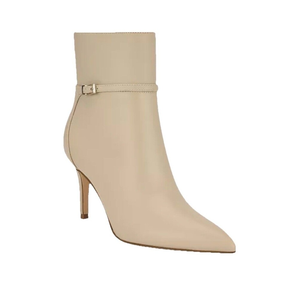 Calvin Klein Women’s Vivera Buckle Strap Stiletto Dress Booties Ivory 7.5M NIB